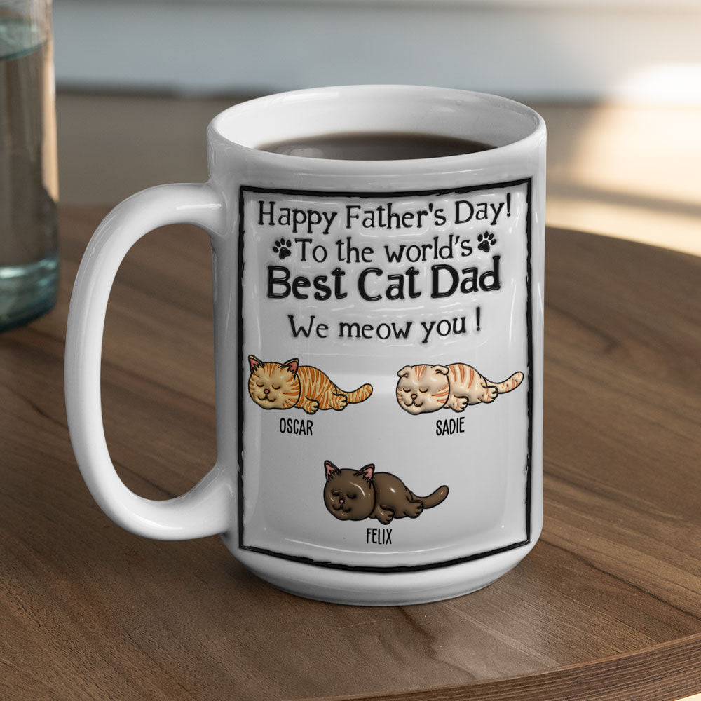 Best Cat Dad Personalized 3D Inflated Effect Custom Mug - Ideal Gift for Loved Ones