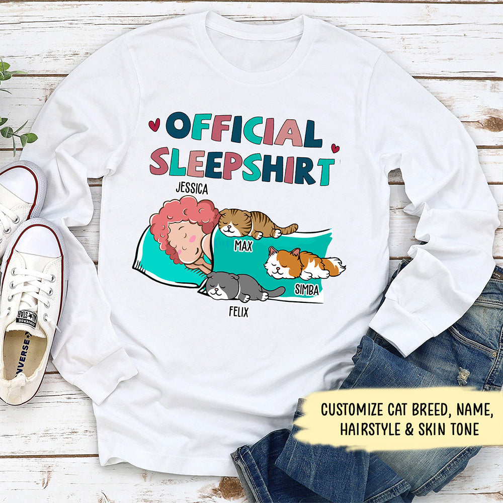 Customizable Cat Official Long Sleeve Sleepshirt - Ideal Gift for Pet Lovers