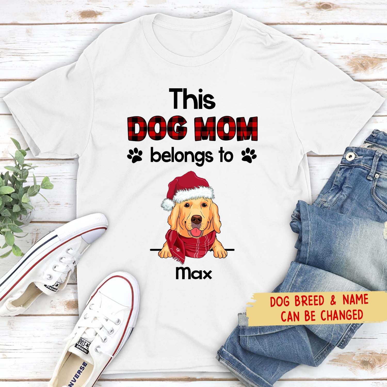 Personalized Christmas Dog Mom Unisex T-shirt - Ideal Gift for Pet Lovers