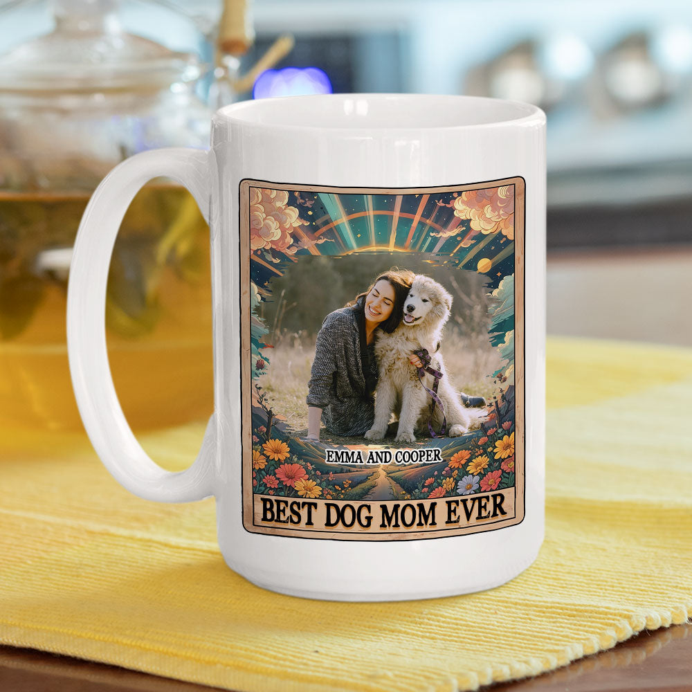 Personalized Tarot Dog Mom Photo Coffee Mug - Unique Customized Gift
