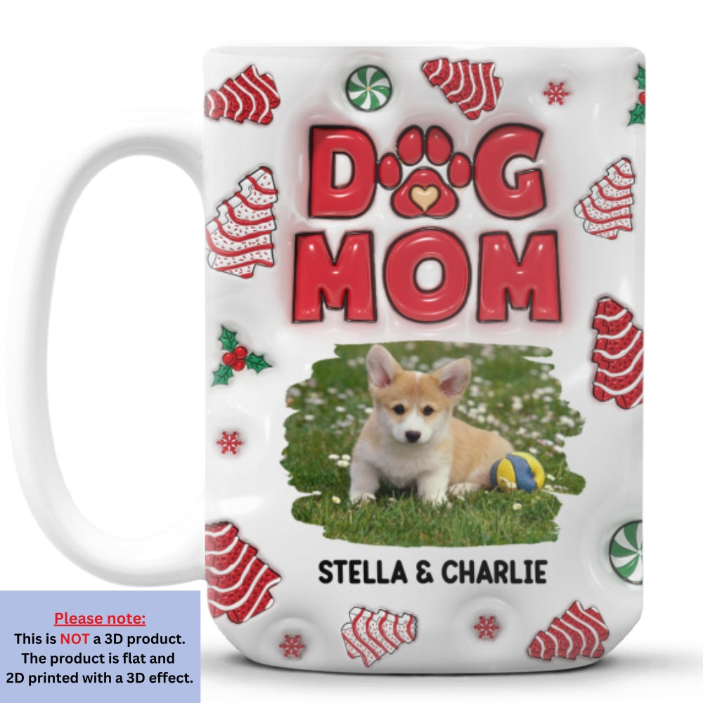 Personalized Dog Mom Tree Cake Photo 3D Inflated Effect Ceramic Mug