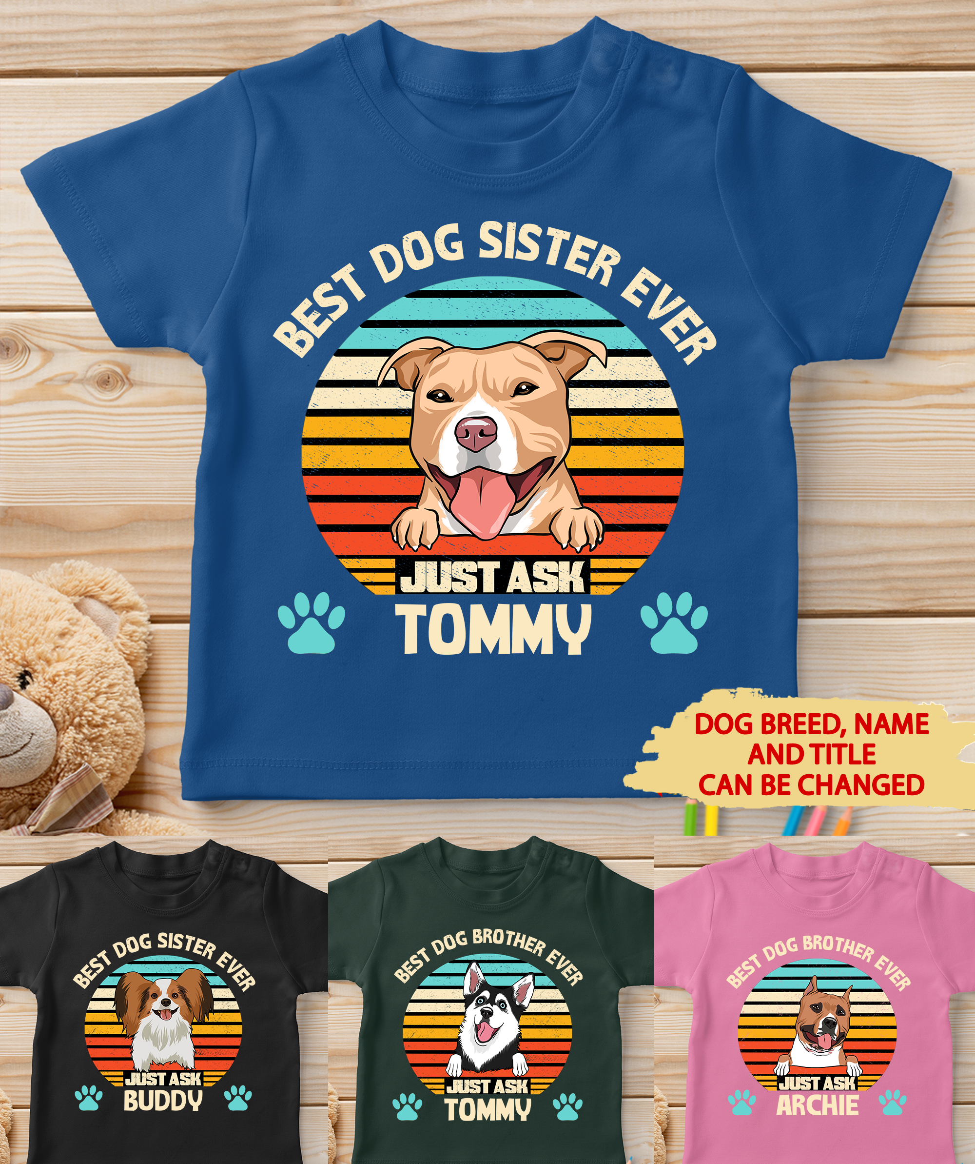 Top - Rated Personalized Custom Youth Shirt for the Best Dog Siblings
