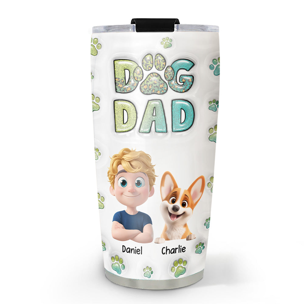 Personalized Custom 3D Inflated Effect Tumbler - Dog Dad Handsome Chibi Version 2
