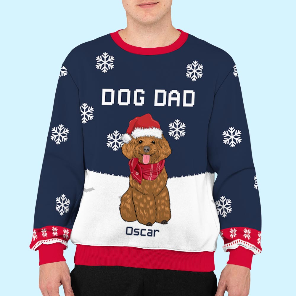 Personalized Winter Dog Dad Mom All-Over-Print Sweatshirt - Ideal Gift for Pet Lovers