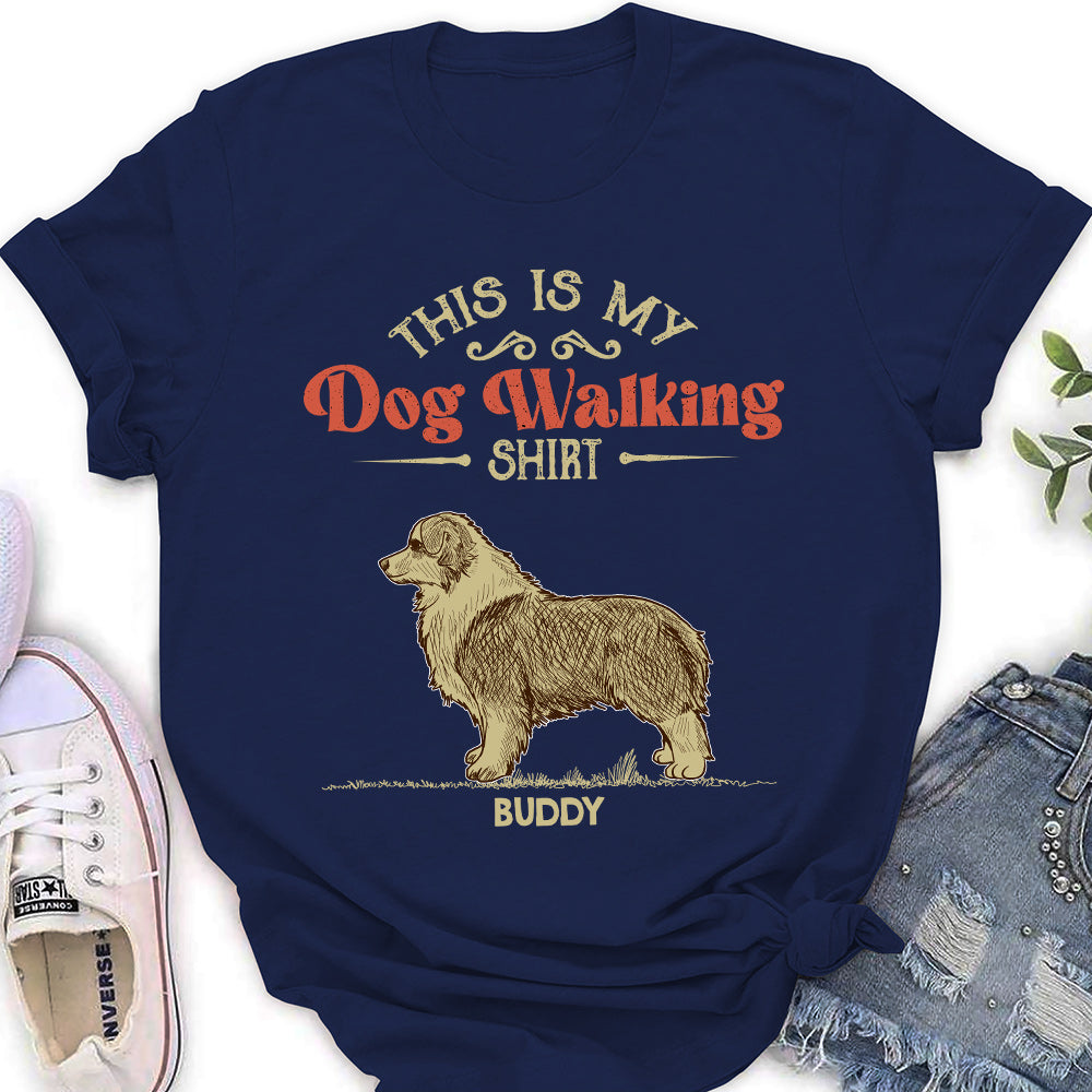 Personalized Vintage Dog Walking Women's T-shirt - Unique Gift for Pet Lovers