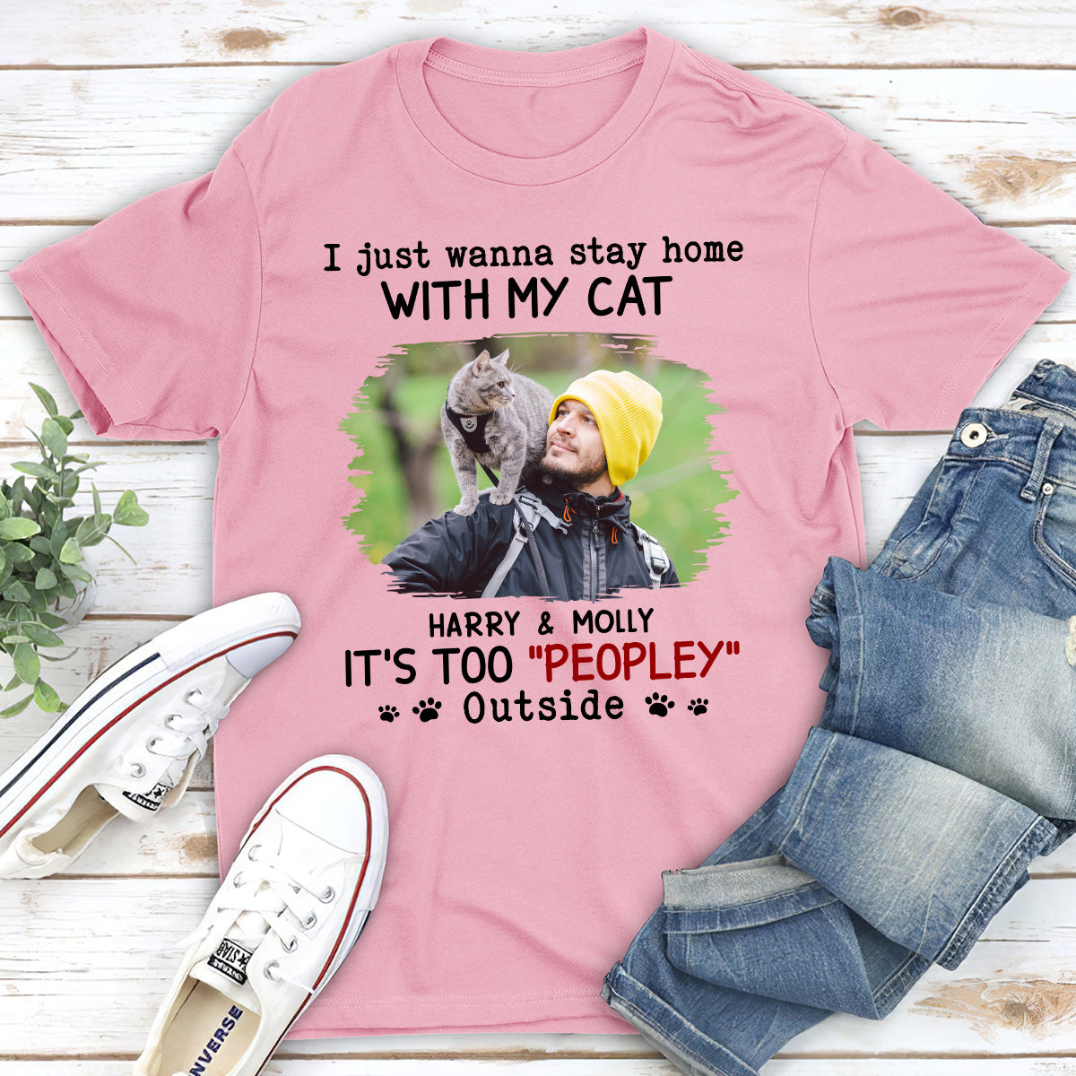 Personalized Unisex 'It's Too Crowded Outside' Ver Photo T-shirt - Ideal Gift for Pet Lovers