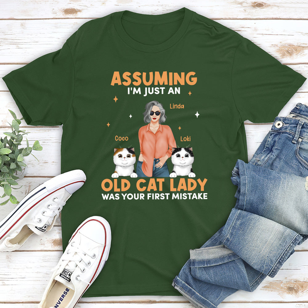 Personalized 'Just An Old Cat Lady' Unisex T - shirt: Ideal Gift for Pet Lovers