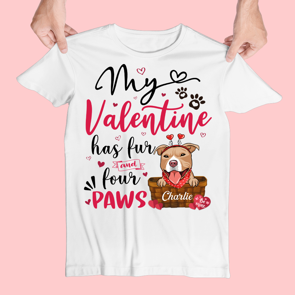 Personalized Custom Unisex 'My Valentine Has Paws' T-shirt for Pet Lovers