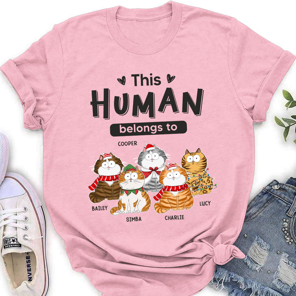 Personalized Custom Women's Christmas Cat Lover T-shirt
