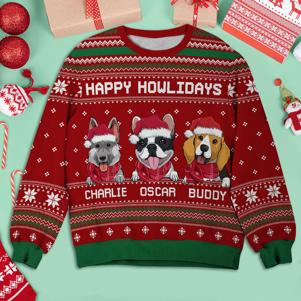 Happy Howlidays 2 - Personalized Custom All-Over Print Pet Lover's Sweatshirt