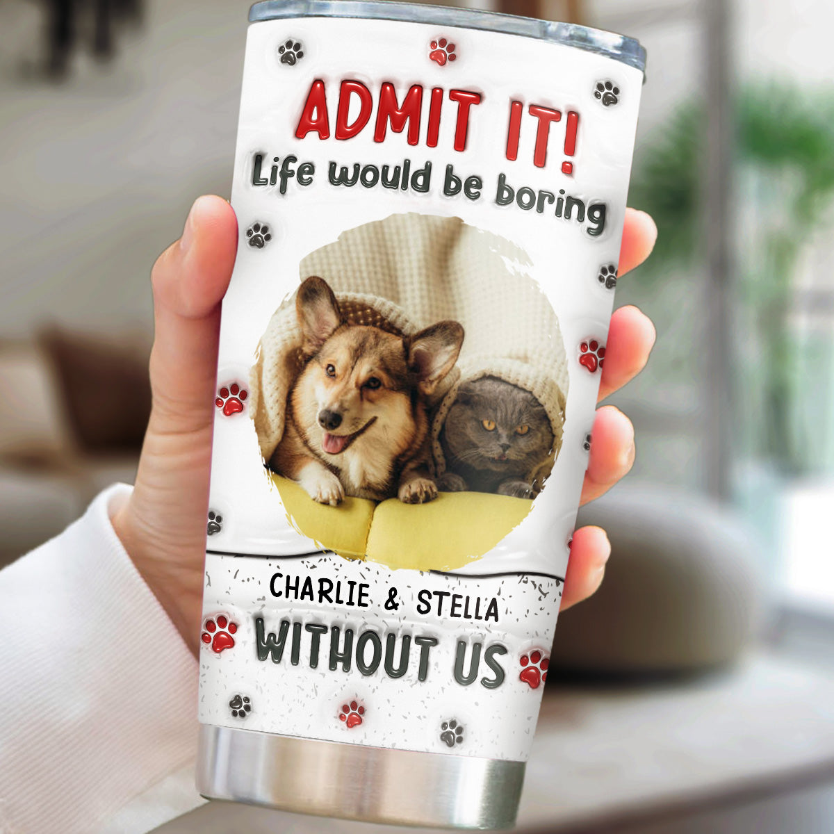 Accept It Personalized Custom 3D Inflated Effect Pet Photo Tumbler - 20oz High - Quality Stainless Steel