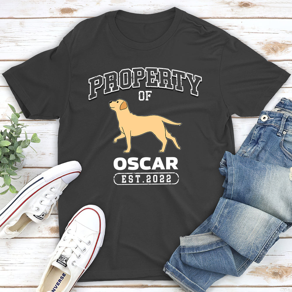 Personalized Custom Unisex 'Property Of A Dog' T-shirt - Ideal Gift for Pet Lovers