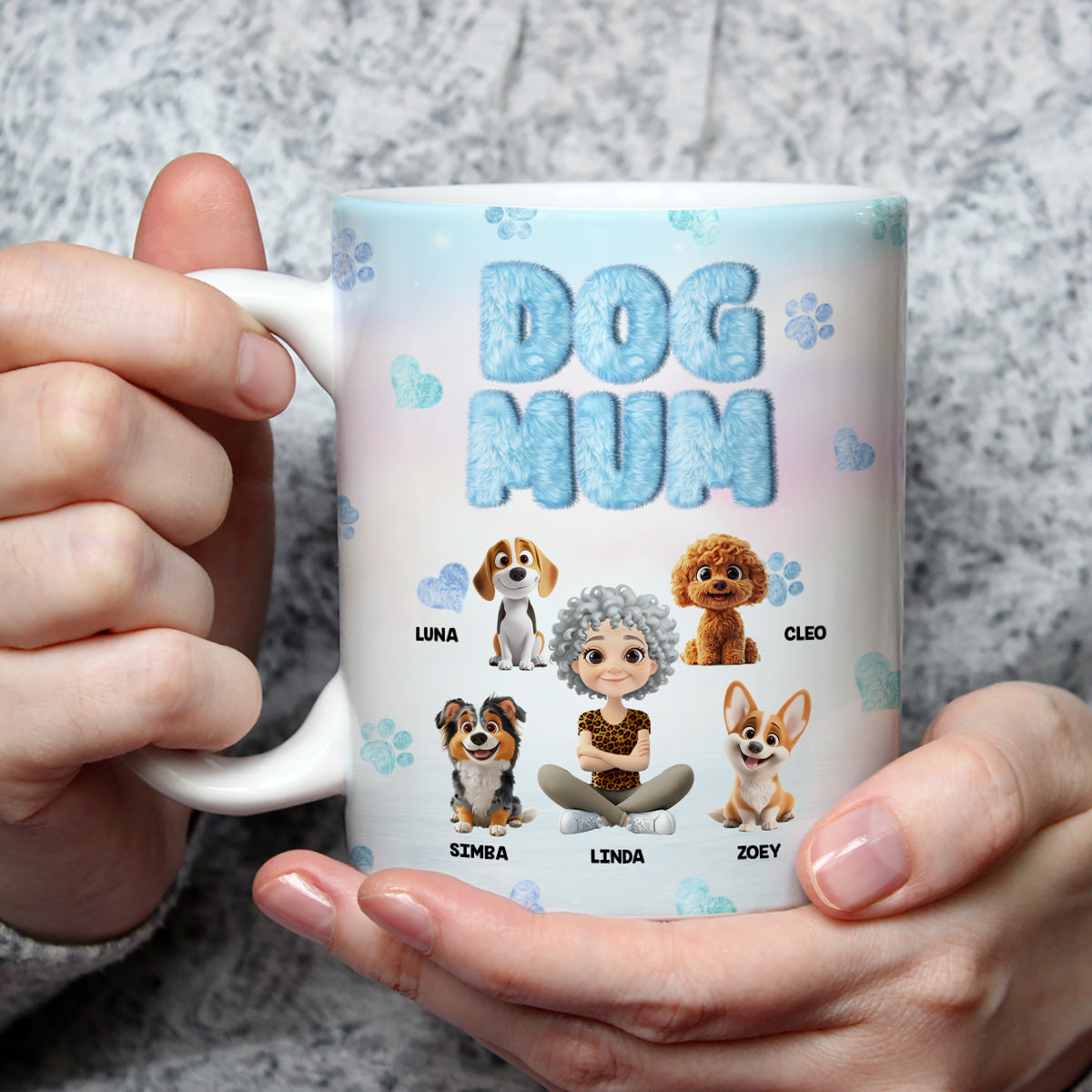 Personalized 3D Inflated Effect Fluffy Dog Mom Mug