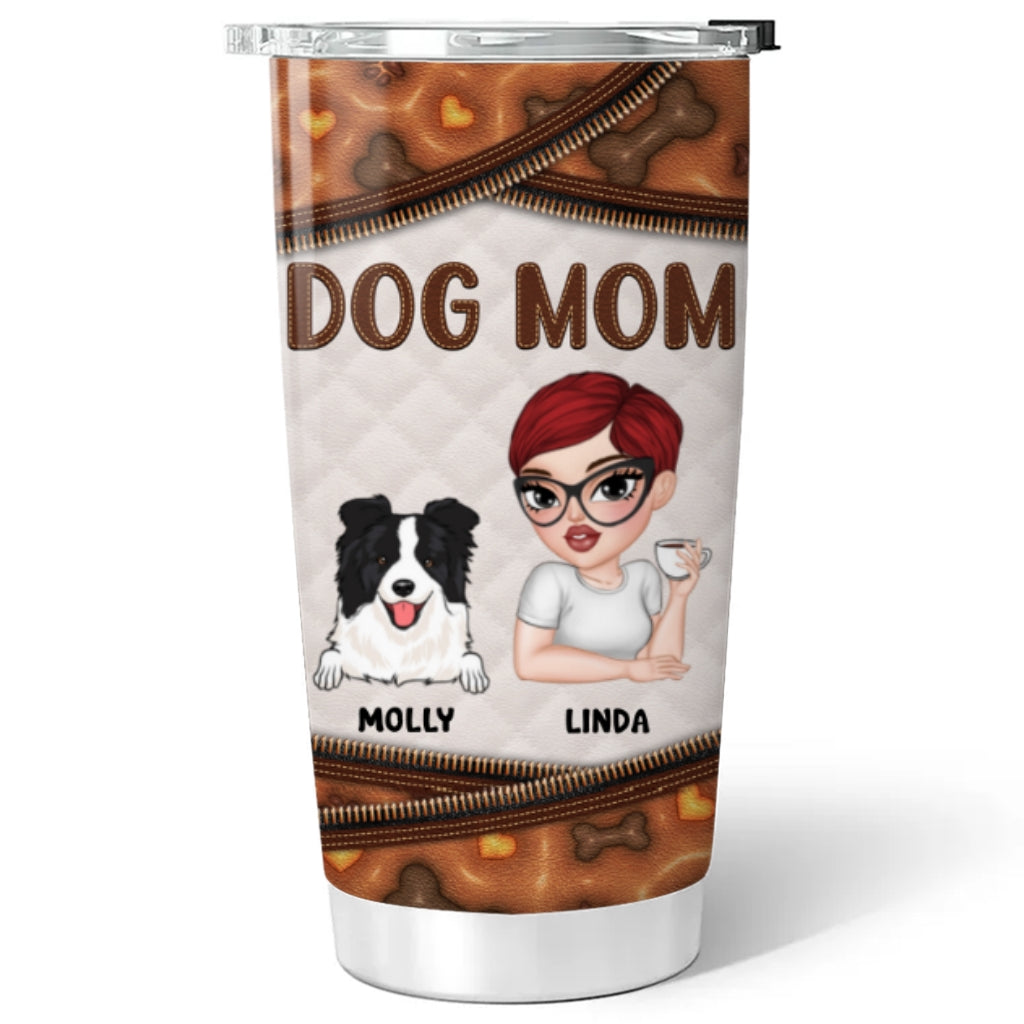 Personalized 3D Inflated Effect Leather Tumbler for Dog Moms