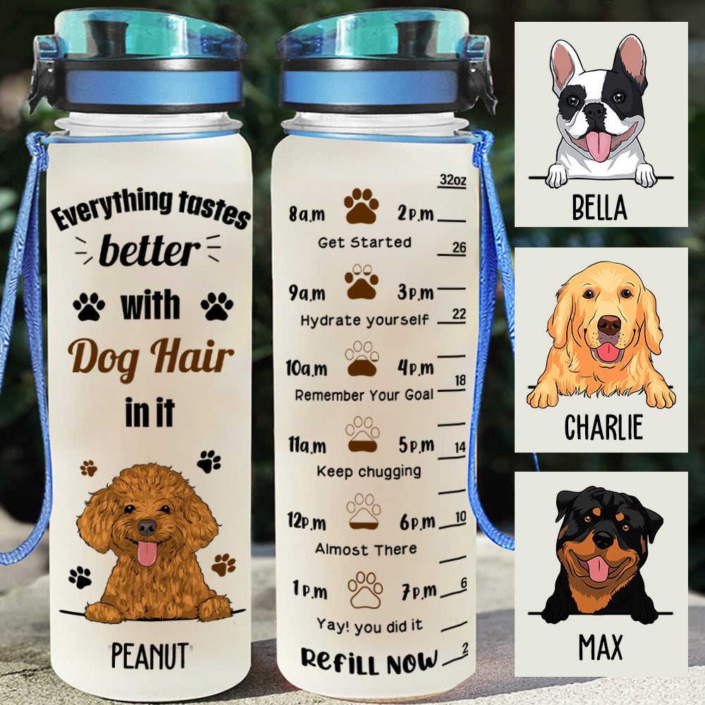 Personalized Dog Hair Custom Time - Marked Water Tracker Bottle