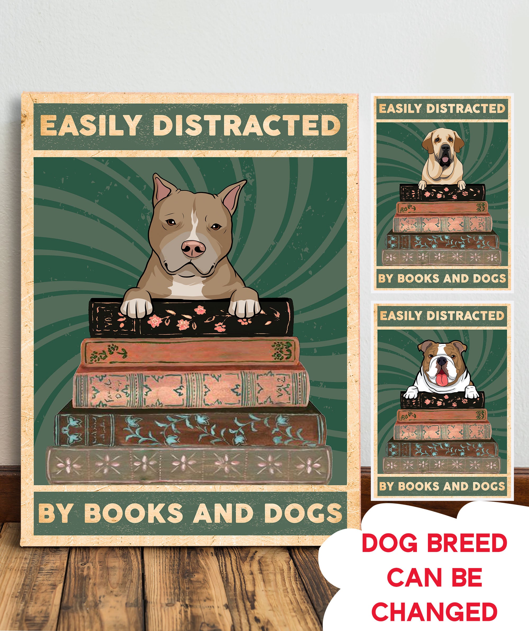 Personalized Custom Canvas of Books and Dogs - Ideal Gift for Pet Lovers