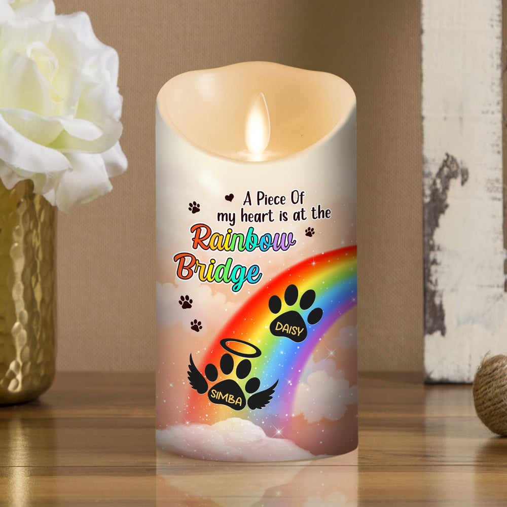 Personalized Rainbow Bridge LED Memorial Candle - Honor Your Loved Ones