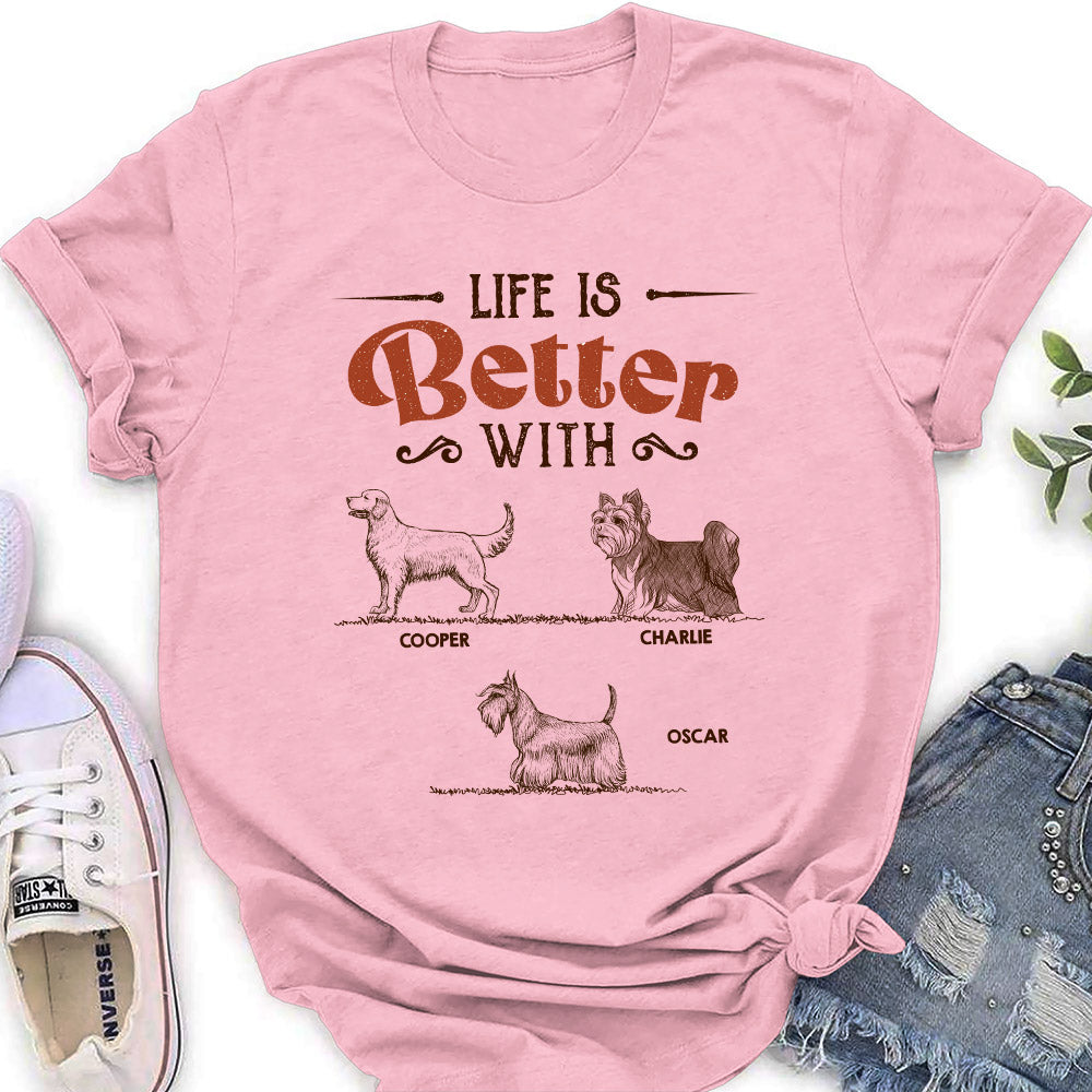 Personalized Custom Women's 'My Life is Better With Dogs' T-shirt - Ideal Gift for Pet Lovers