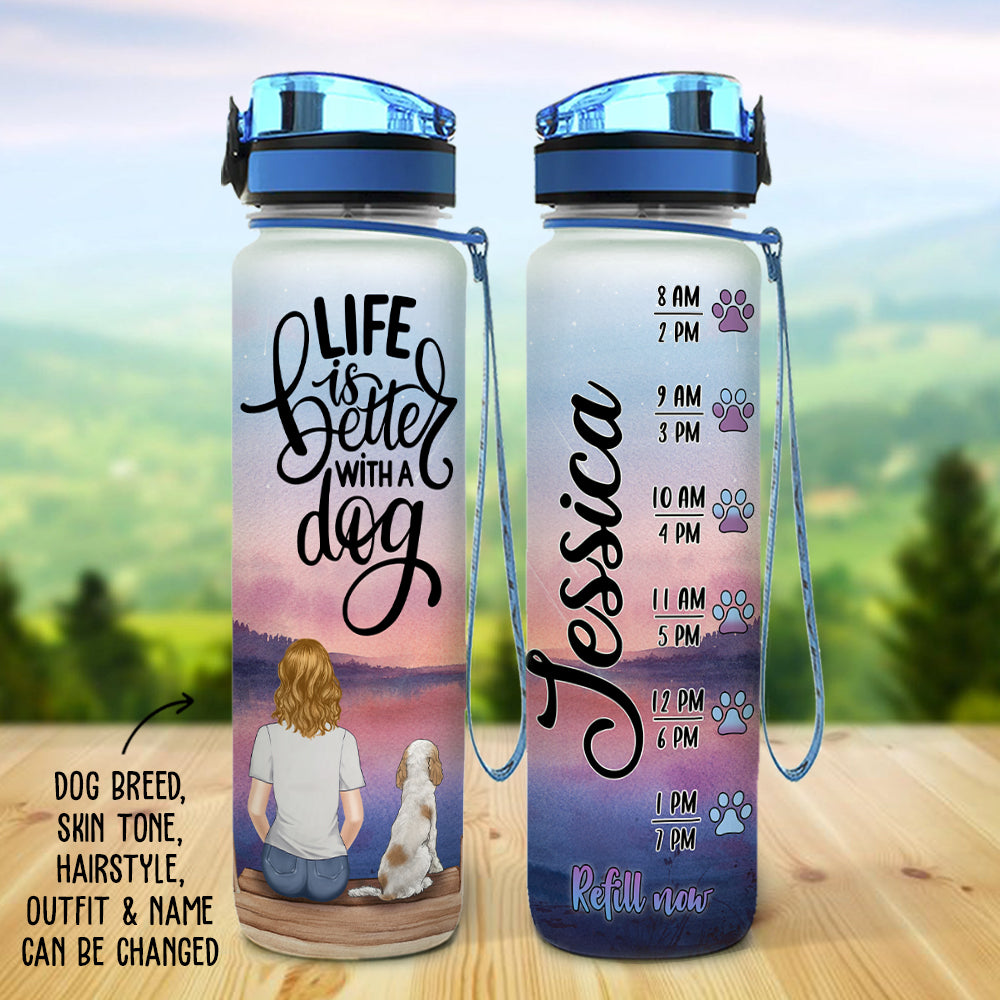 Personalized Custom Time - Marked Water Tracker Bottle: Ideal for Pet Lovers