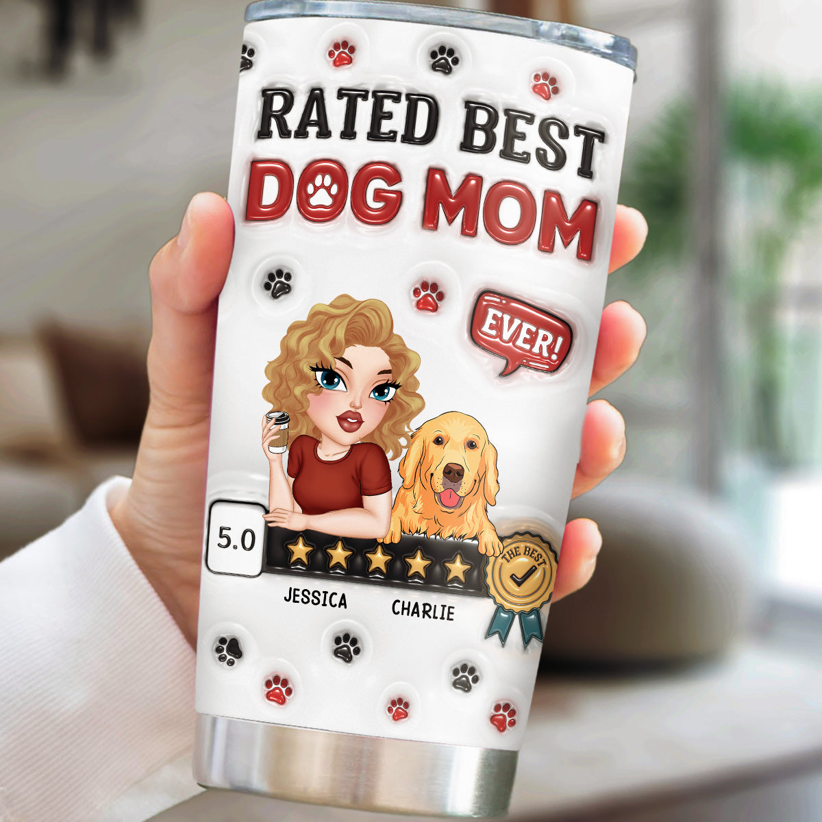 Top-Rated Personalized 3D Inflated Effect Tumbler for Dog Moms
