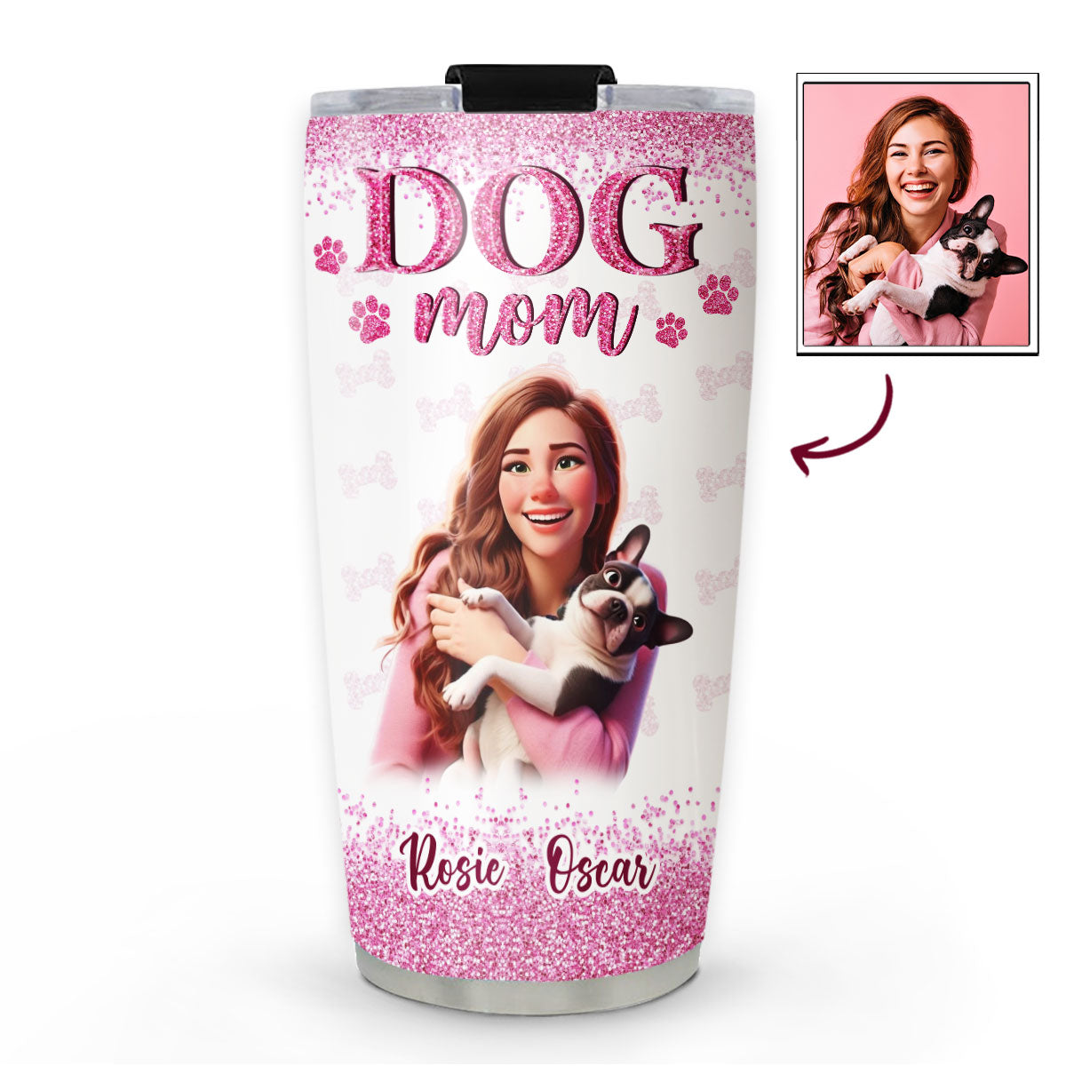Personalized Dog Mom Cartoon Style Tumbler - Ideal for Every Occasion