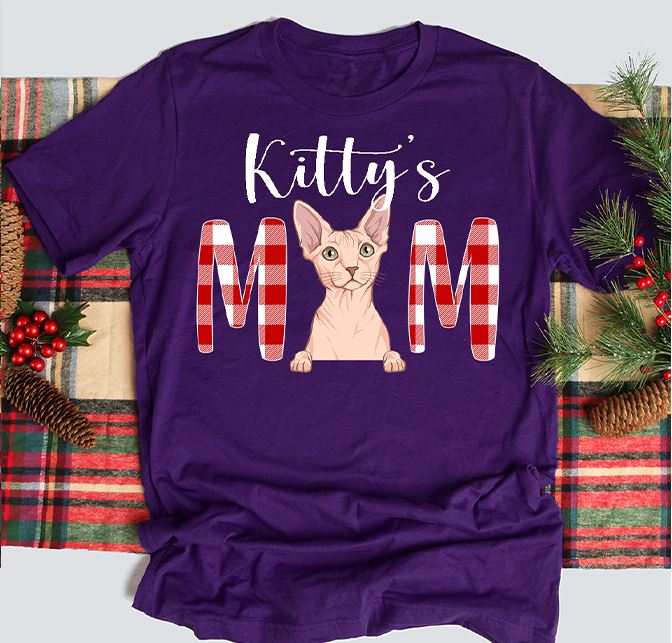 Personalized Christmas Cat Mom/Dad Unisex T-shirt - Ideal Gift for Pet Lovers
