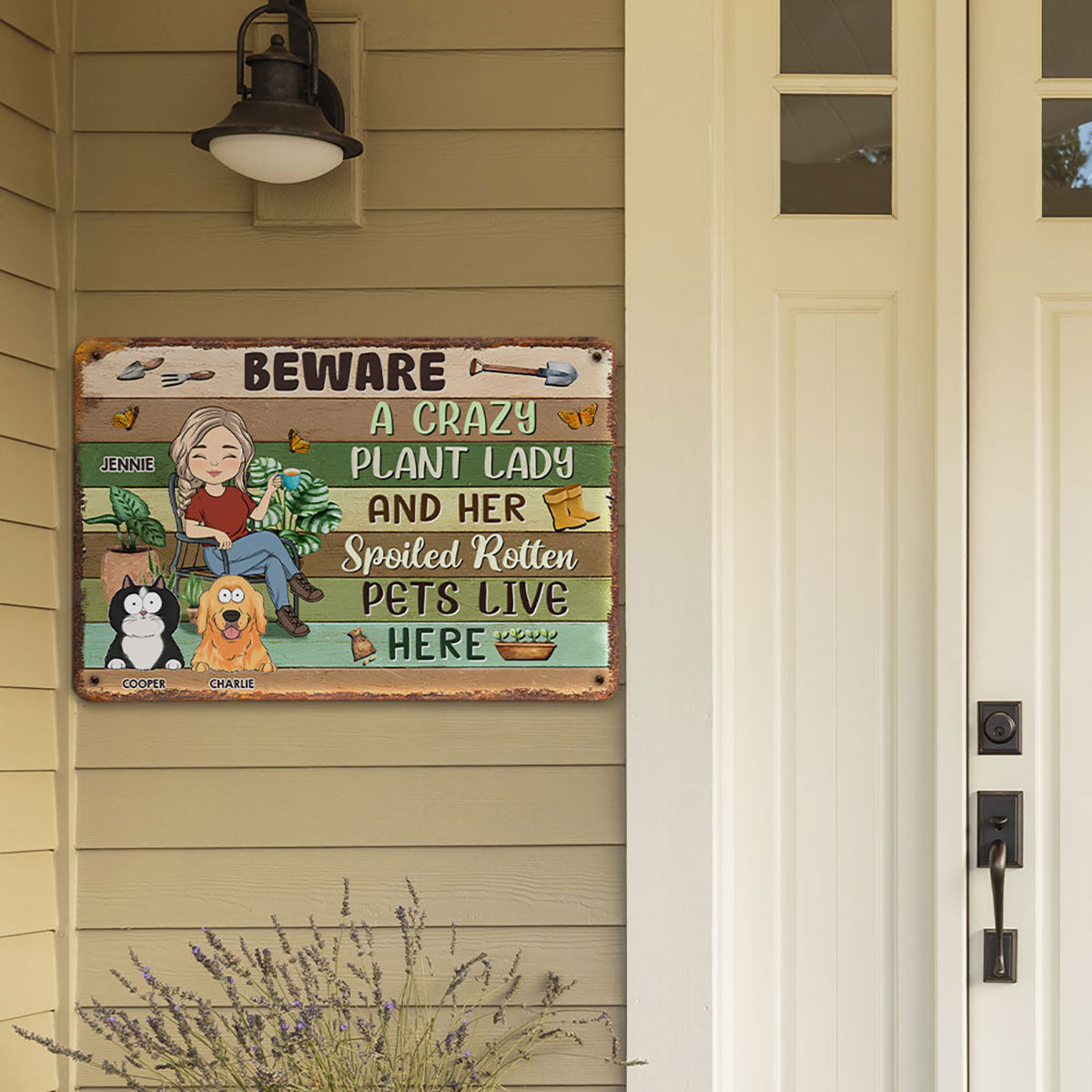 Personalized Custom Metal Sign for Crazy Plant Ladies and Their Pets