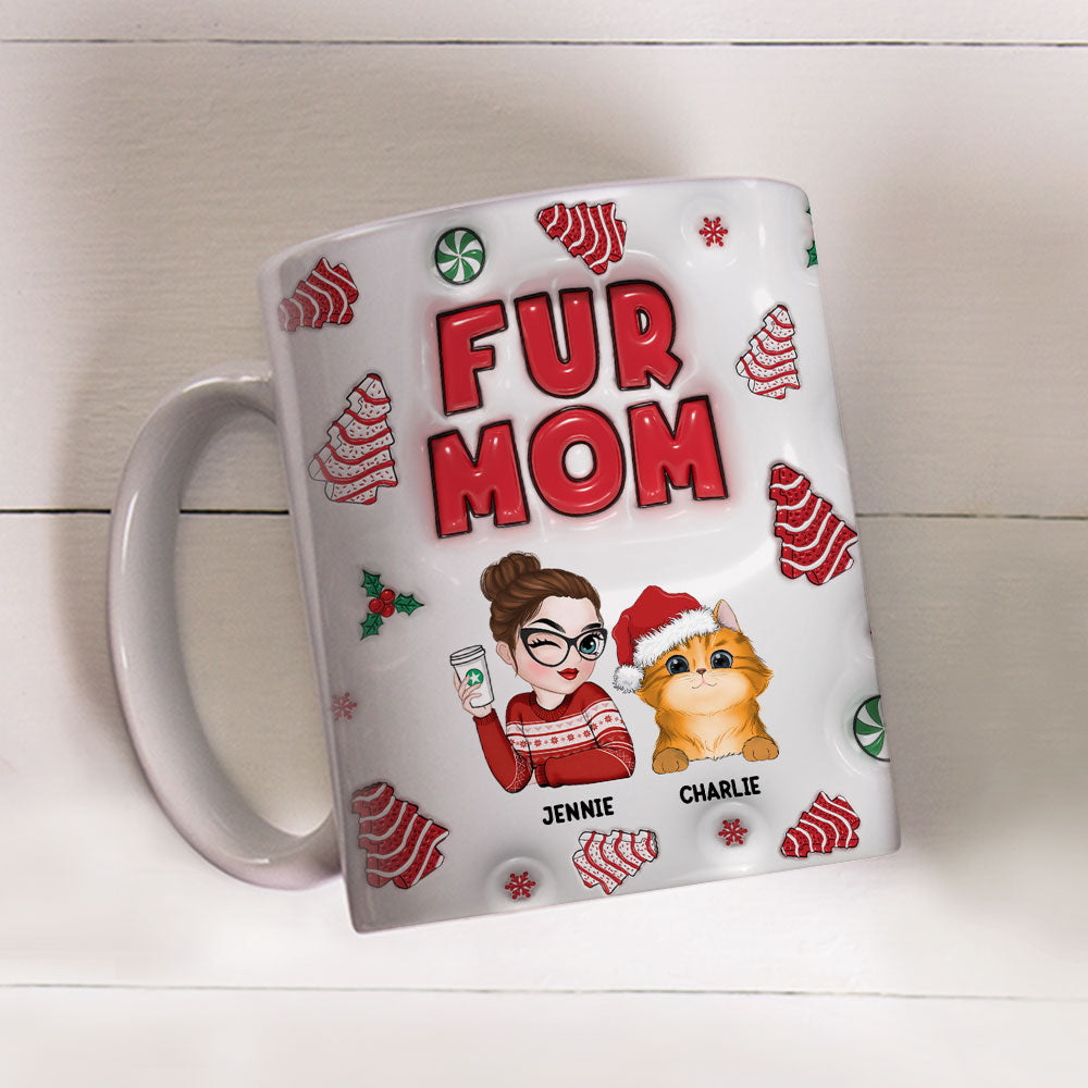 Personalized 3D Inflated Effect Fur Mom Tree Cake Mug
