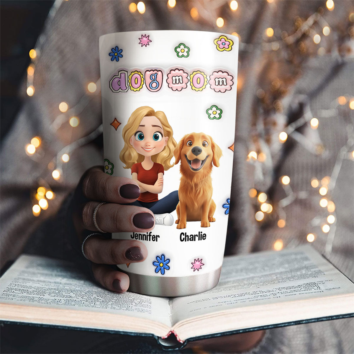 Personalized 3D Inflated Effect Tumbler for Dog Moms - Love Yourself!