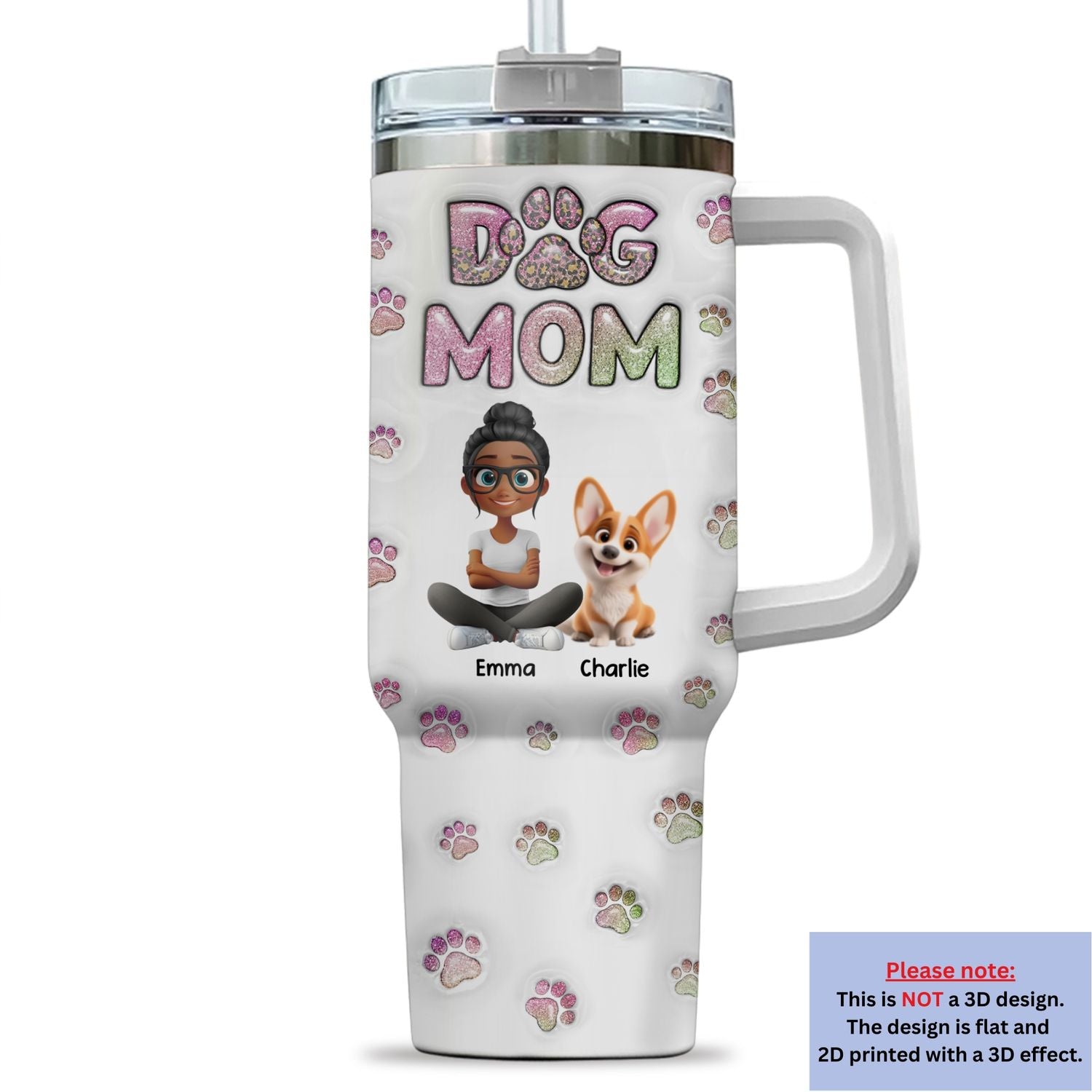 Personalized Custom 3D Inflated Effect Chibi Tumbler for Dog Moms
