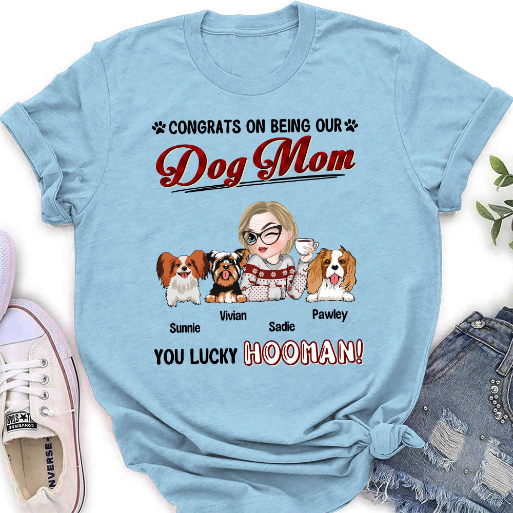Lucky Dog Dad and Mom Personalized Custom Women's T-Shirt - Ideal Gift for Pet Lovers