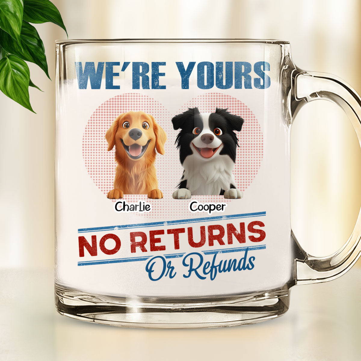 No Returns Or Refunds - Customizable Personalized Glass Mug for Memorable Moments