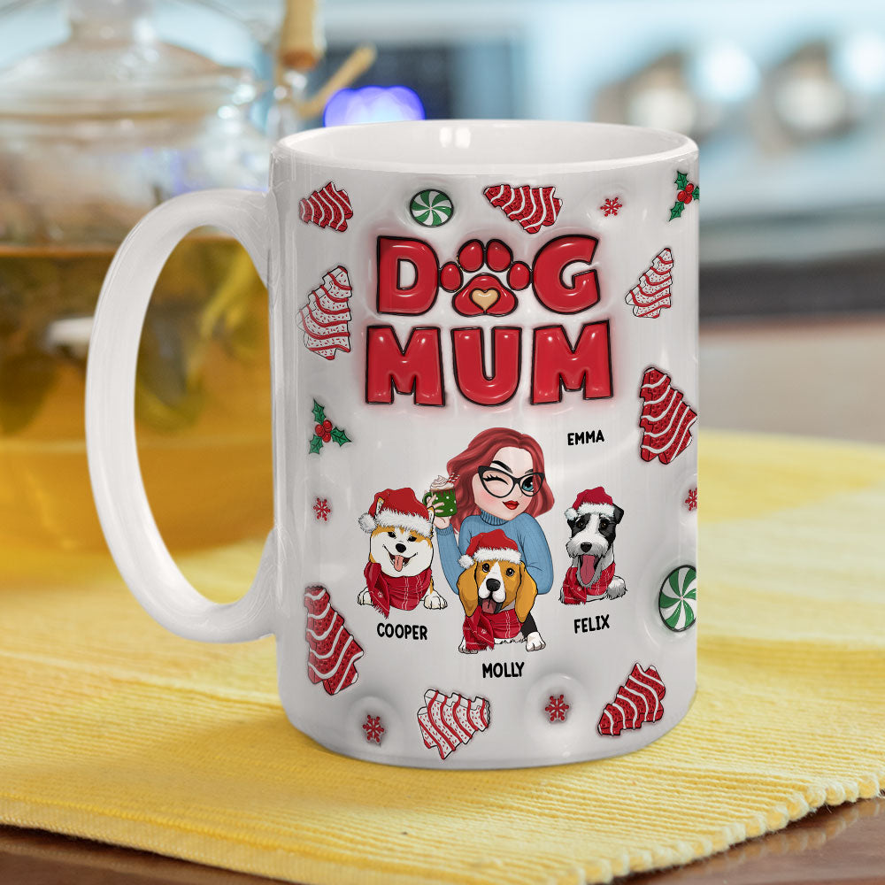 Personalized 3D Inflated Effect Christmas Mug for Dog Moms