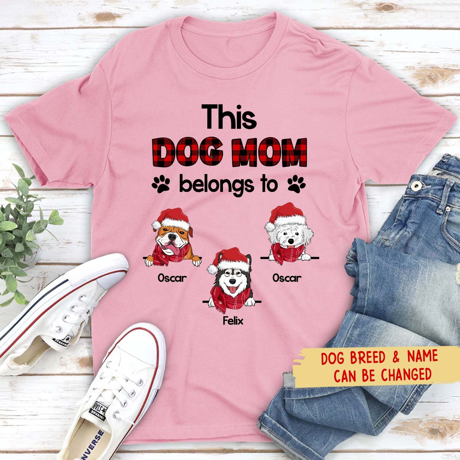 Personalized Christmas Dog Mom Unisex T-shirt - Ideal Gift for Pet Lovers