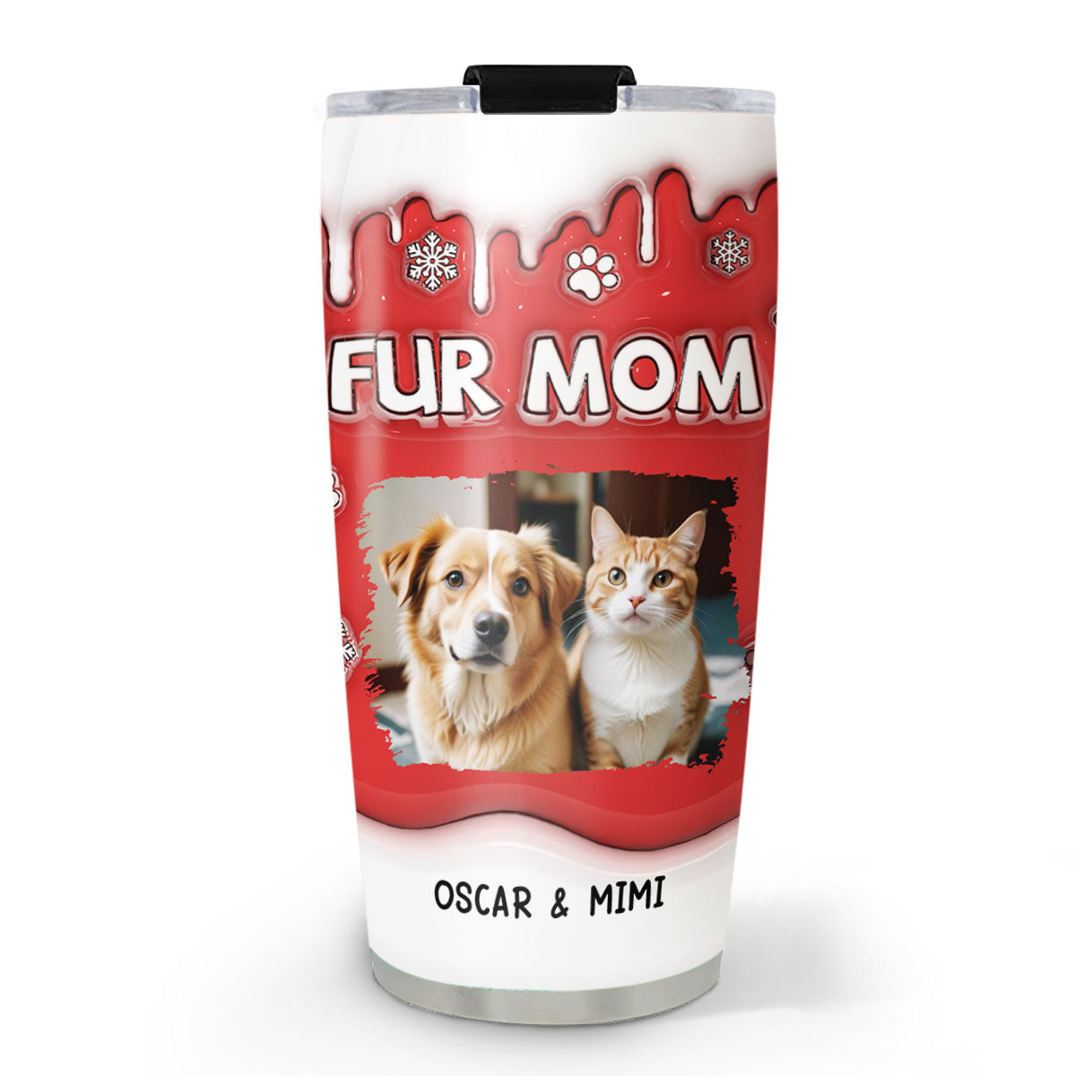 Personalized 3D Inflated Effect Christmas Tumbler for Pet Moms