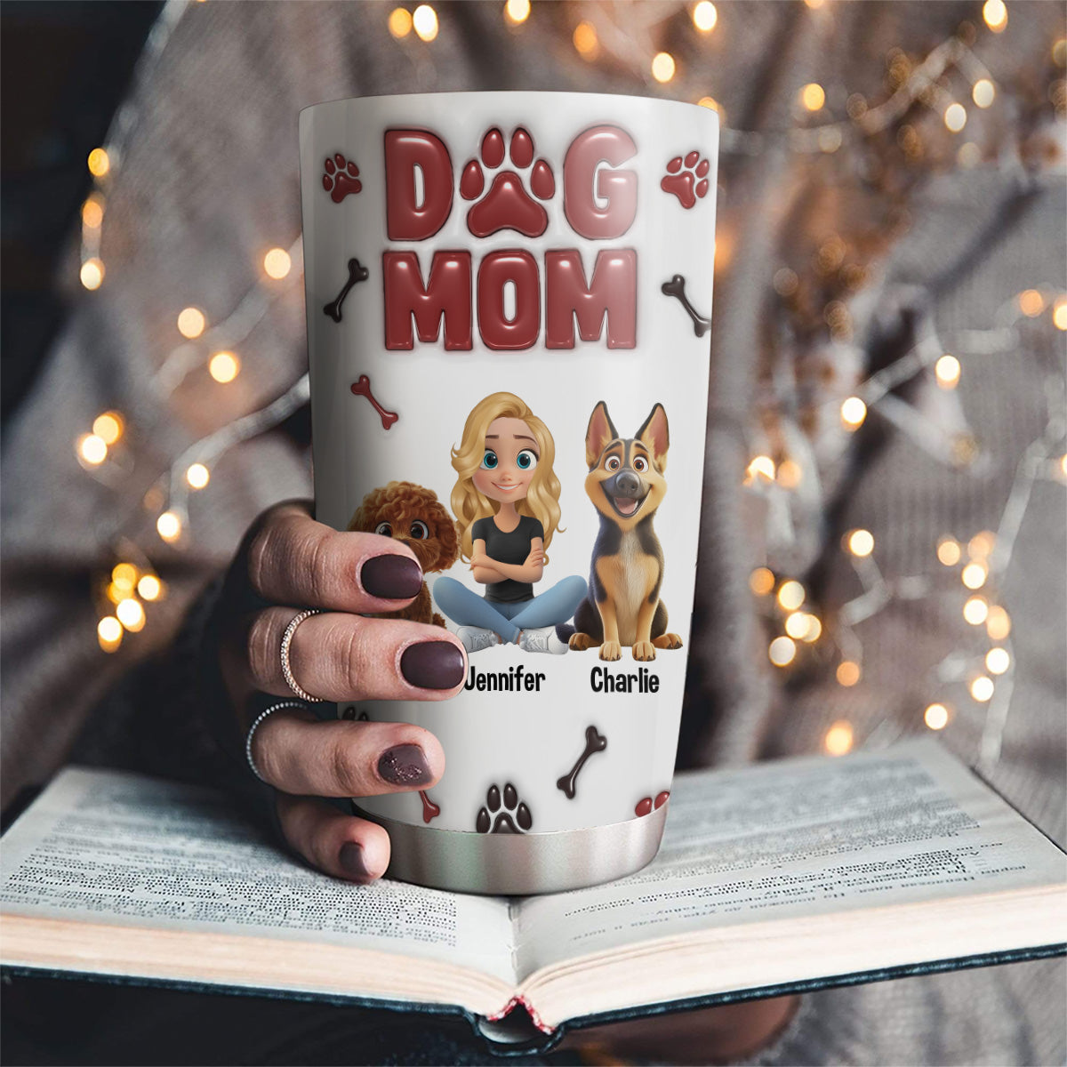 Lovely Dog Mama - Customizable 3D Inflated Effect Stainless Steel Tumbler