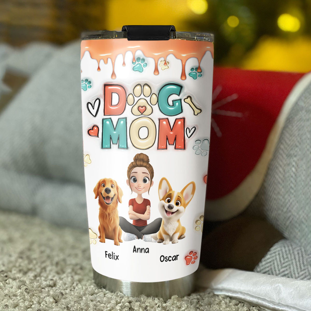 Personalized 3D Inflated Effect Tumbler - Perfect Gift for Dog Moms
