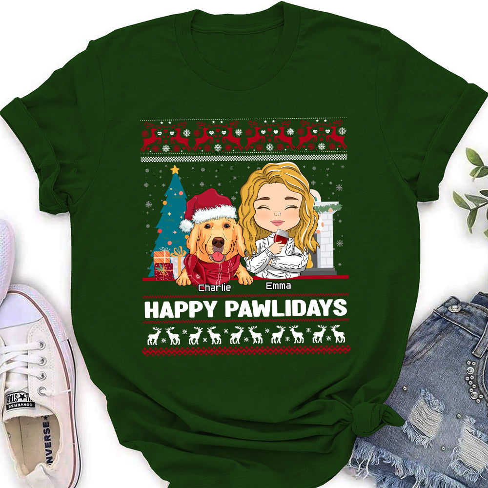 Happy Pawlidays - Customizable Personalized Women's Pet Lover T-shirt