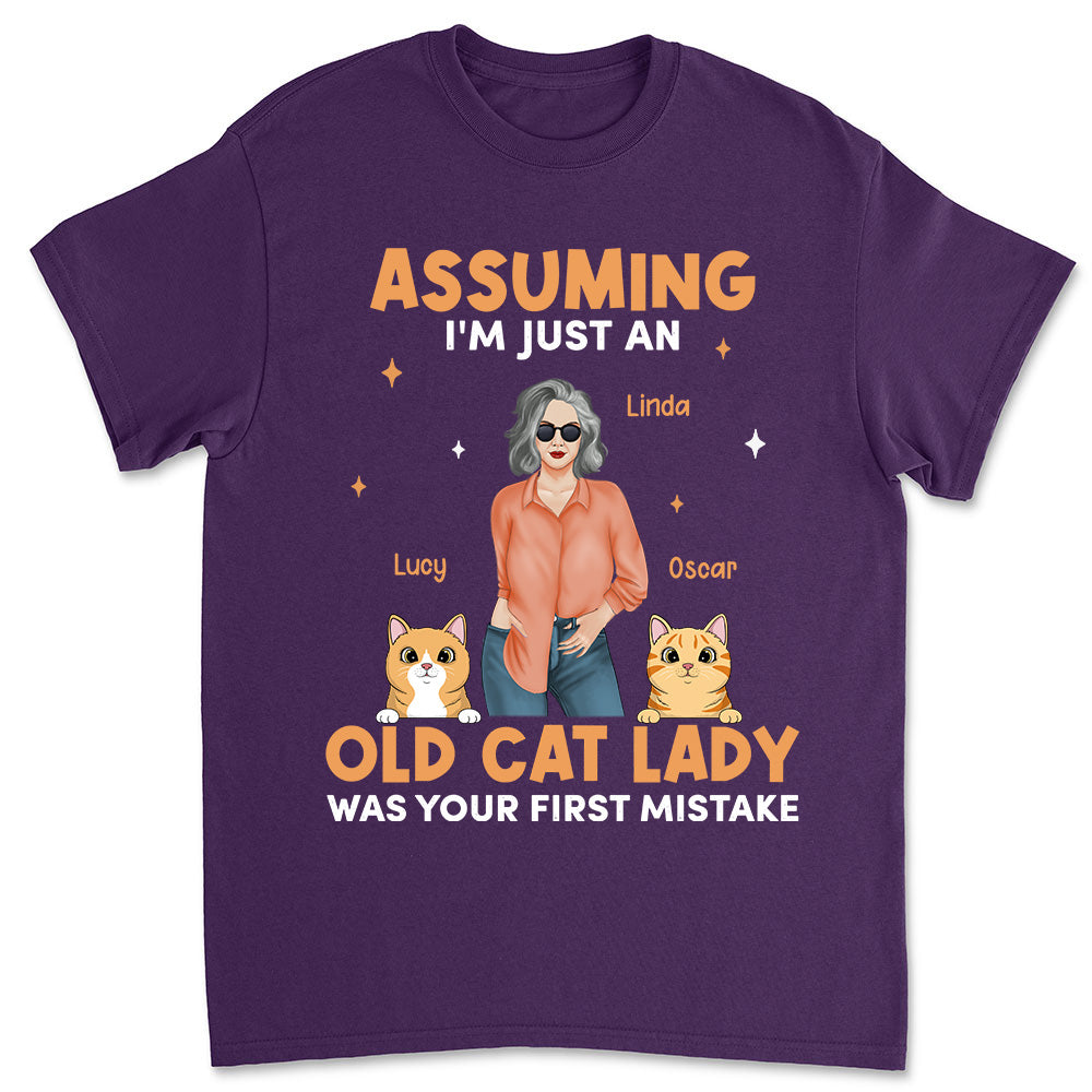 Old Cat Lady - Personalized Custom Unisex Cotton T-shirt for Pet Lovers