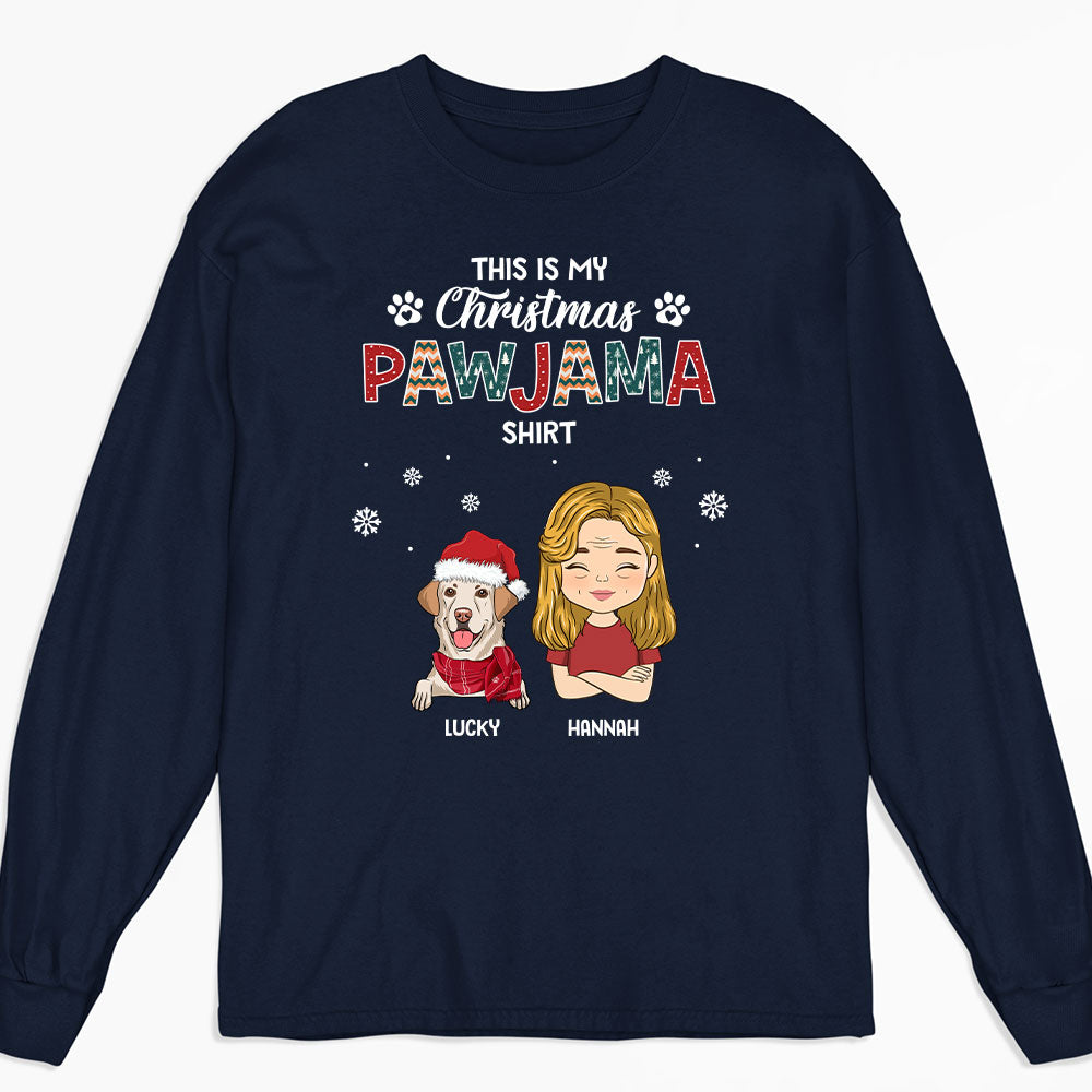 Personalized Custom Christmas Long Sleeve Pajama T - shirt for Pet Lovers