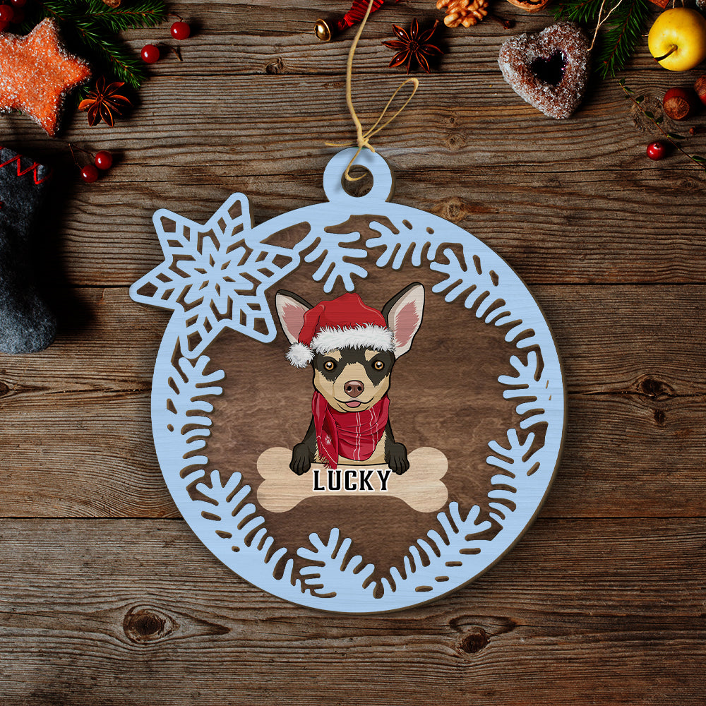 Snow - Exquisitely Personalized 2 - Layered Wood Christmas Ornament for Pet Lovers