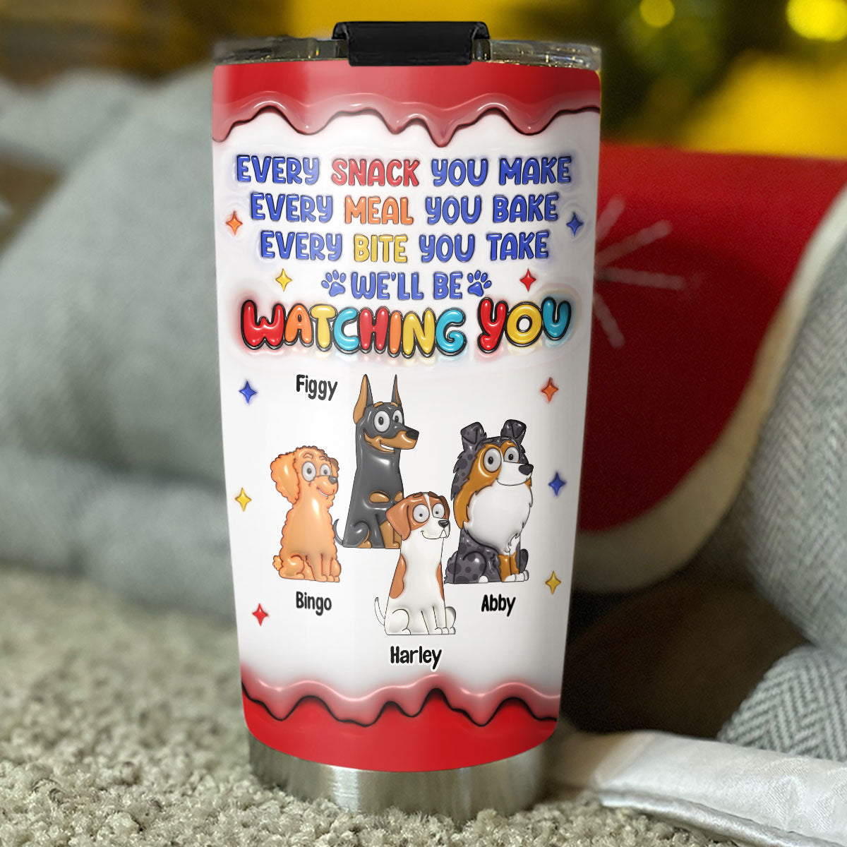 Cheeky Pup Personalized 3D Inflated Effect Custom Tumbler - Ideal for All Occasions