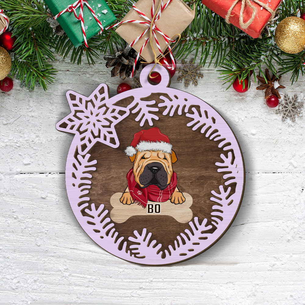 Snow - Exquisitely Personalized 2 - Layered Wood Christmas Ornament for Pet Lovers