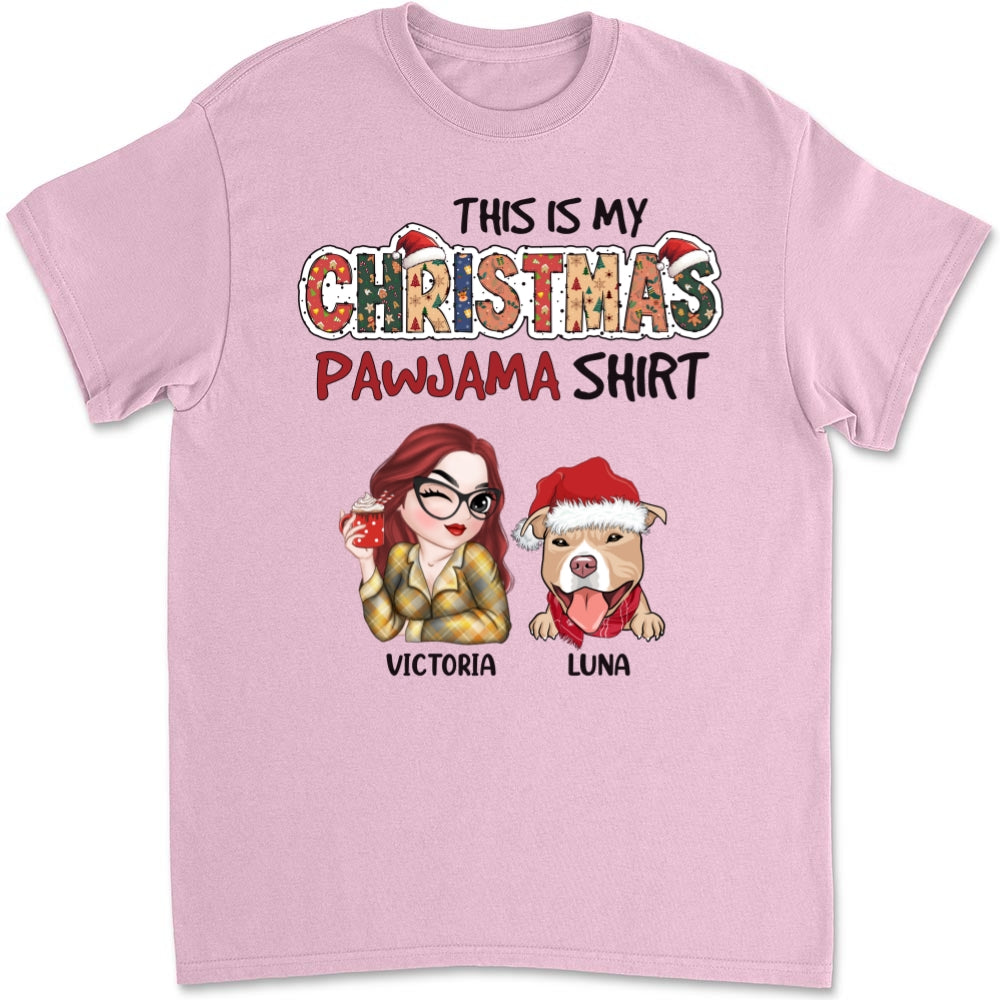 Personalized Christmas Pawjama Unisex T-shirt - Ideal Gift for Pet Lovers