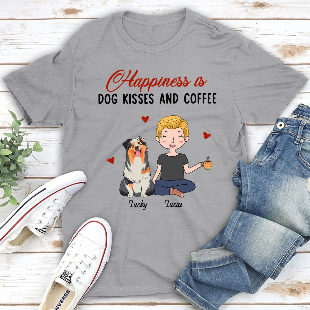 Personalized 'Dog Kisses And Coffee' Unisex T-shirt - Ideal Gift for Pet Lovers