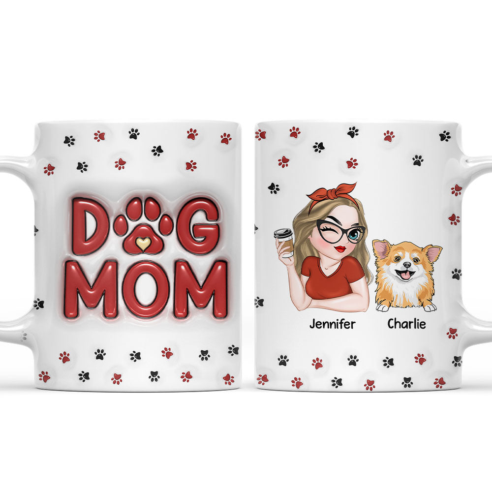 Personalized 3D Inflated Effect Lovely Dog Mom Mug