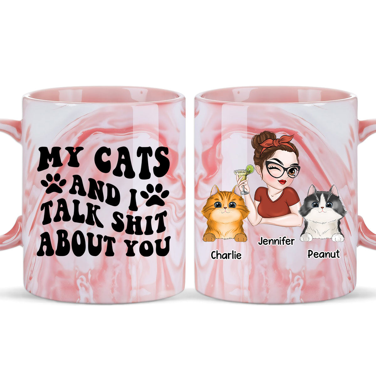 Personalized Pink Marble Mug for Sharing Your Thoughts