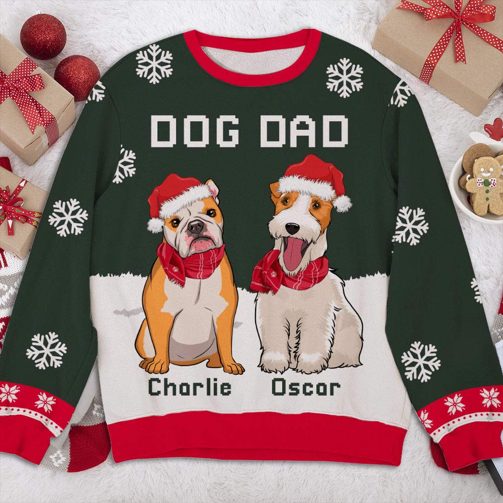 Personalized Winter Dog Dad Mom All-Over-Print Sweatshirt - Ideal Gift for Pet Lovers