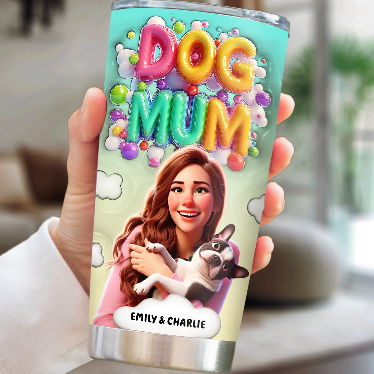 Personalized 3D Inflated Effect Puppy Love Tumbler - Keep Drinks Hot or Cold