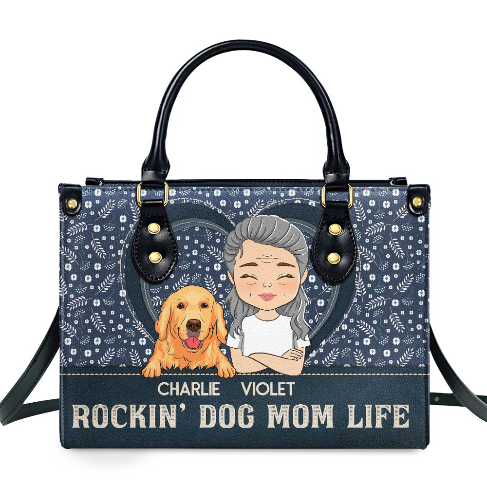 Rockin' Mom Life - Customizable Personalized Leather Handbag for Baby Lovers
